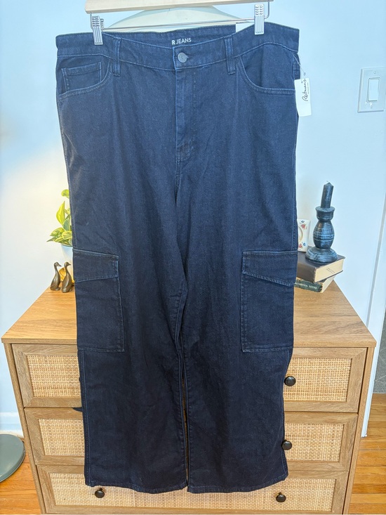 Reitmans Denim - NWT Reitmans R Jeans Dark Wash Straight Leg Cargo Denim Pants - Size 34